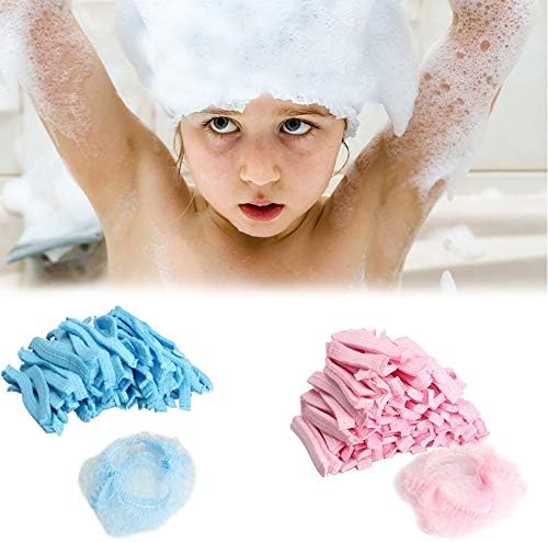 Yangın kuş Basit 200 PCS Dokunmamış Tek Kullanımlık Pilili Anti Toz Şapka Banyo Kapaklar için Spa Saç Salon Güzellik (Mavi) (Renk: