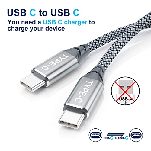 USB C'den USB C'ye Kablo 3.3 ft 2 Paket, İALEGANT 60W Tip C'den C'ye Kablo, Naylon Örgülü USB-C'den USB - C'ye Hızlı Şarj Kablosu