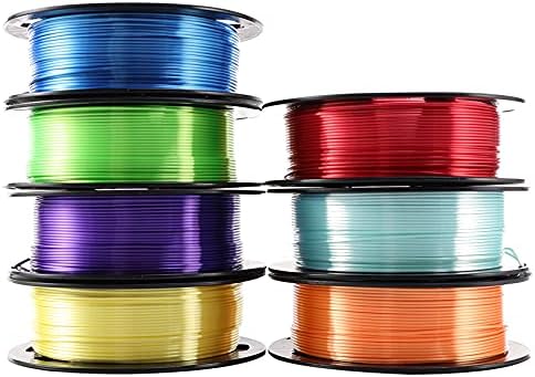 Parlak İpek PLA 3D Yazıcı Filament 7 Makaralar Paket, 1.75 mm Parlak Kırmızı Mavi Sarı Yeşil Mavi Turuncu Mor PLA 7 in 1 Gökkuşağı