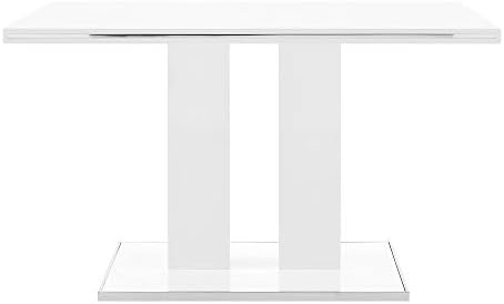 Armen Living Amanda Krom Kaplamalı Modern Beyaz Yemek Masası, 53 x 34 x 31