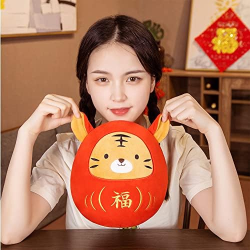 25 cm Peluş Şanslı Kaplan 2022 Çin Yeni Yılı Kaplan Maskot Peluş Oyuncaklar Hayvanlar Bebek Zodyak Kaplan Peluş Yastık Oyuncak