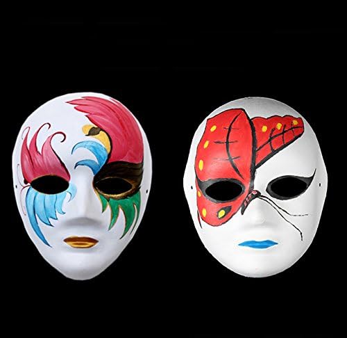 12 Adet DIY Beyaz Maske Kağıt Tam Yüz Opera Masquerade Maske Cadılar Bayramı Partisi Cosplay Maskeleri ile Elastik Halat (Erkek)