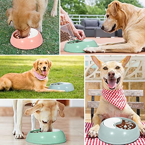 Yavaş Besleyici Köpek Kase, XZQTIVE Yeni 2 in 1 Çift Köpek Kase için Gıda ve Su, interaktif Bloat Dur Pet Kase Anti-Gulping Yavaş