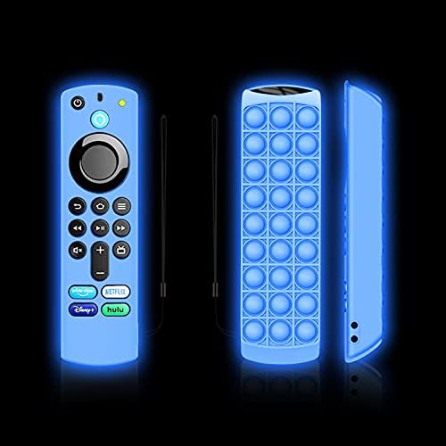 Glow Mavi Uzaktan Kapak Kılıf Değiştirme için Alexa Ses Uzaktan/TV çubuk mini PC( 3rd Gen), Anti-Sonbahar Kabarcık Silikon Cilt
