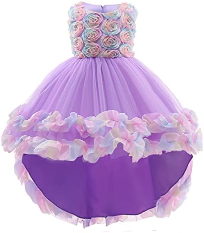 18 M-9 T Toddler Bebek Kız Renkli Çiçek Kat Uzunluk Elbise Düğün Parti Akşam Örgün Pegeant Dans Elbise