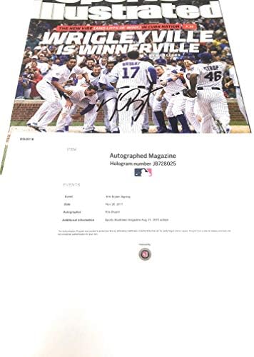 Kris Bryant Chicago Cubs İmzalı İmza Spor İllüstrasyon Dergisi MLB Hologram Otantik Sertifikalı