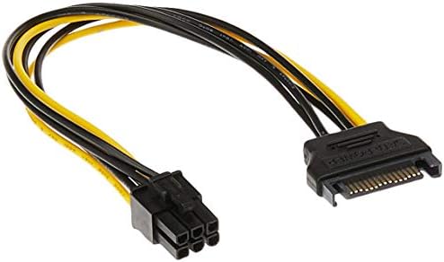 Monoprice SATA Kablosu-0.67 Feet-Siyah / SATA 15pin'den 6pin'e PCI Ekspres Kart Güç Kablosu