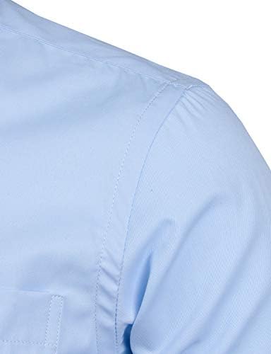 ZEROYAA erkek Uzun Kollu Elbise Gömlek Katı Slim Fit Casual İş Örgün Düğme Up Gömlek ile Cep
