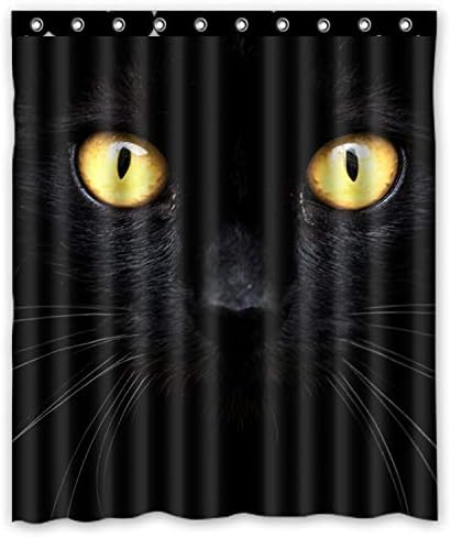 KXMDXA Siyah Kedi Karanlık Su Geçirmez Polyester Banyo Duş Perdesi Boyutu 60x72 İnç