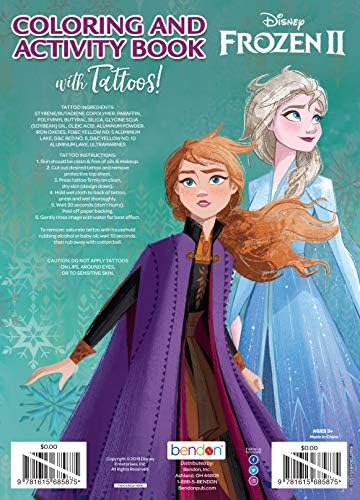 Disney Frozen 2 Anna ve Elsa 48 Sayfalık Geçici Dövmeli Renkli ve Etkinlik Kitabı 45821, Çok Renkli