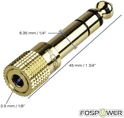 FosPower 6.35 mm (1/4 inç) Erkek 3.5 mm (1/8 inç) Kadın 3-İletken TRS AUX Stereo Ses Kulaklık jak adaptörü -24 K Altın Kaplama