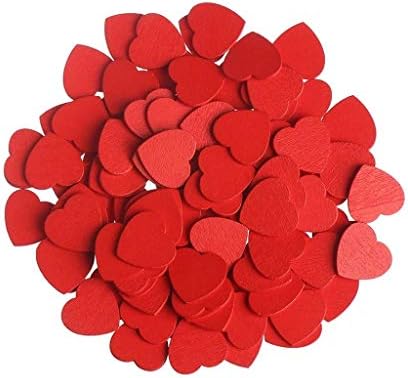 TJLSS 100 adet 18mm Renkli Ahşap Kalpler Cips Kırmızı Ahşap Aşk Konfeti Dilimleri El Sanatları Masa Süslemeleri Düğün Parti Dağılım
