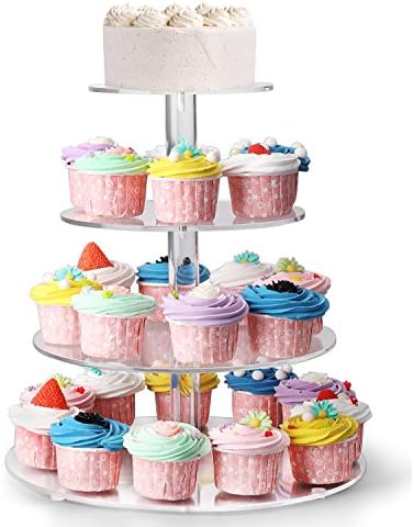 Flexzion 4 Katmanlı Cupcake Standı (2 PAKET) Kek Tatlı Hizmet Ekran Tutucu Ağacı Kulesi Set Küçük Pasta Pasta Düğün Doğum Günü