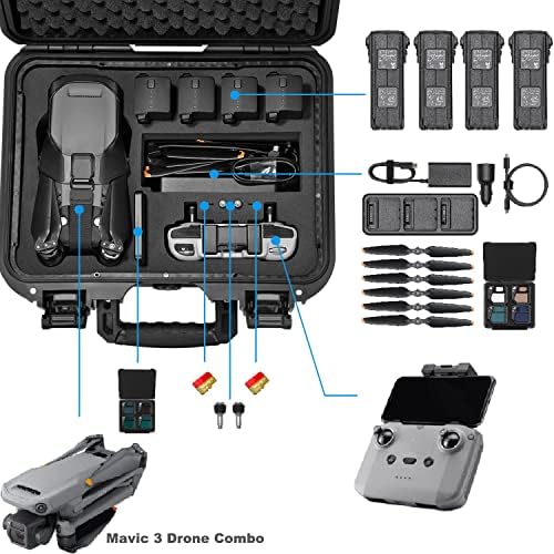 Lekufee Su Geçirmez Hard Case DJI Mavic 3 Combo ve Daha Fazlası ile Uyumlu DJI Mavic 3 Drone Aksesuarları [Mavic 3 Drone Dahil