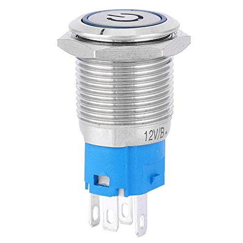 Mavi LED Düz Yuvarlak Anahtarı, Öz-Sıfırlama Anahtarı Kompakt Görünüm Istikrarlı Performans Prcatical Büyük İşçilik Metal Push