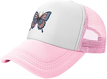 Kelebek Amerikan Bayrağı Çocuk beyzbol şapkası Güneş Koruma Ayarlanabilir Örgü Şapka Erkek Kız kamyon şoförü şapkaları Siyah