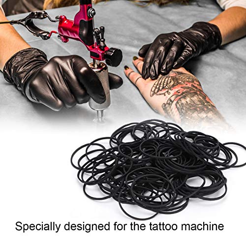 100 adet Dövme Bantları Profesyonel Darbeye Dayanıklı Dövme Lastik Bantlar Halka Aksesuarları Siyah Kauçuk Döngü Dövme Makinesi