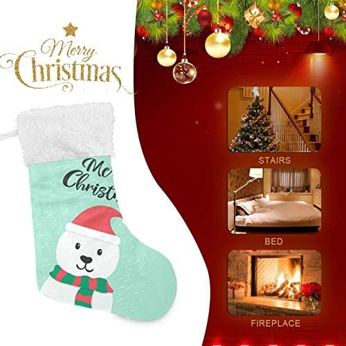 YUEND Klasik Kişiselleştirilmiş Noel Stocking Kitleri Merry Christmas Kutup Ayısı Karikatür Sevimli Hayvan Büyük Aile Tatil Noel