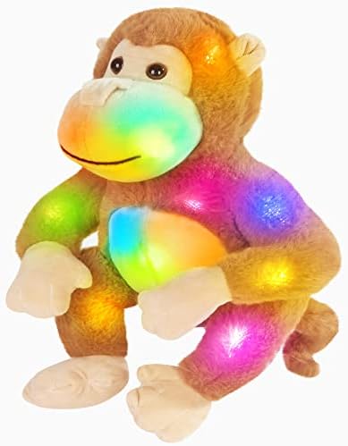 Houwsbaby Light up Maymun Dolması Hayvan Disket LED peluş oyuncak Gece ışıkları Glow Yastık Doğum Günü Hediyeleri Çocuklar Yürümeye