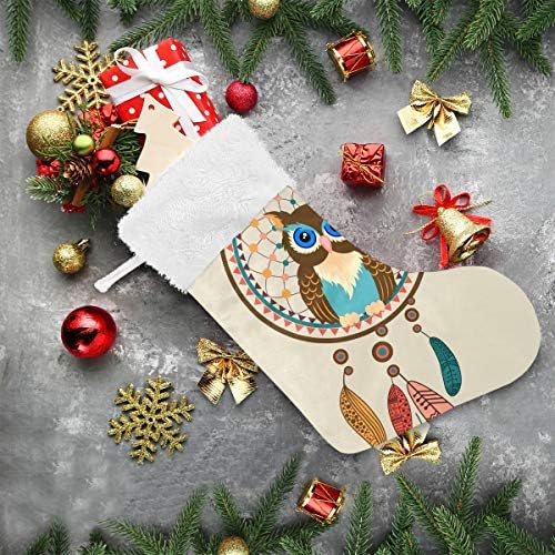 YUEND Noel Stocking Kitleri Renkli Tüy Baykuş Hayvan Dreamcatcher Klasik Kişiselleştirilmiş Aile Tatil Noel Partisi Süslemeleri