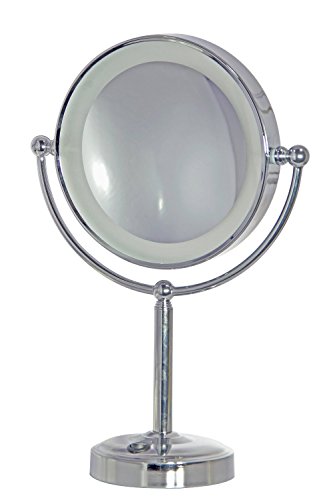 daylight24 Akülü Şarj Edilebilir LED Işıklı 10x Büyüteçli Makyaj Aynası, Krom Kaplama