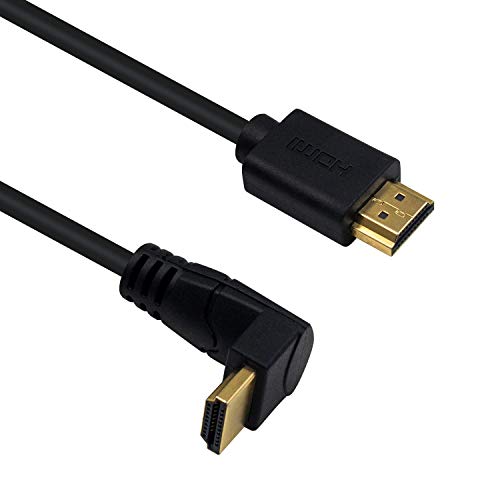 Poyıccot HDMI 2.0 Erkek-Erkek Kablo 90 Derece, 2 Feet / 60cm Altın Kaplama Yüksek Hızlı HDMI Erkek-Erkek Yukarı Açılı Kablo 60Hz,