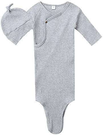 JEATHA Bebek Unisex Pijama Kıyafeti Bebek Kız Erkek Uzun Kollu Tığ Uyku Tulumu ile Şapka 2 Adet Set
