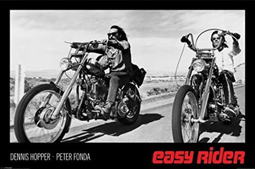 (24x36) Easy Rider Film (Dennis Hopper & Peter Fonda Motosikletler üzerinde, Siyah) Poster Baskı