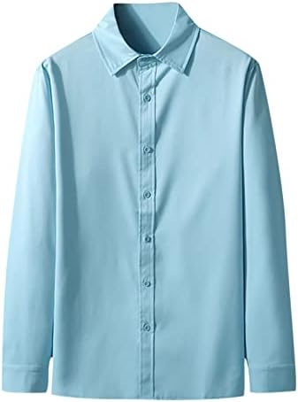 Iş Gömlek Olgun Erkek Düz Renk Ince Bluz Şık Uzun Kollu Stand-Up Yaka Düğme Aşağı Ofis Gömlek Üst