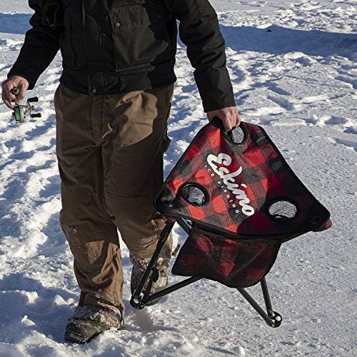 Eskimo 34840 Ekose XL Tripod Buz balıkçı taburesi, Buffalo Ekose Kırmızı / Siyah, XL Tripod Taburesi (Ekose XL Tripod Taburesi)