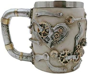 Kafatası Bira Kahve Kupa Paslanmaz Çelik Viking Savaşçı Kafatası bira kupaları Mekanik Dişli Boru Hattı Tasarım Bira Stein Tankard