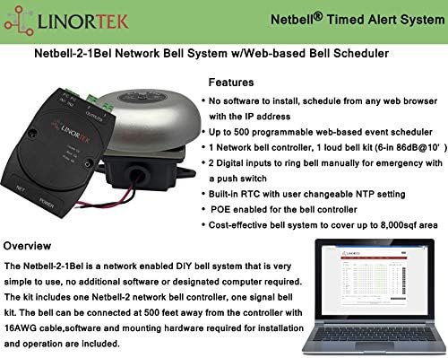 Netbell-2 - 1Bel TCP/IP Loud Elektrikli Okul Fabrika Depo Mola Alarm Zili Sistemi Otomatik Programlanabilir Çan Zamanlayıcı Yazılım