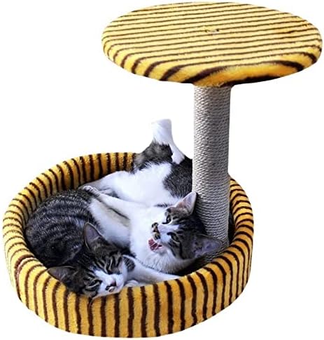PattyHong Küçük Kedi Ağacı, Yastıklı Levrek ile Modern Kedi Aktivite Kulesi, Tırmalama Direği ve Kedi Yatağı ile Yavru Kınamak,