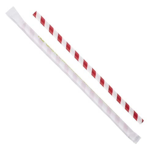 Mükemmel Stix 10.25 Kırmızı ve Beyaz Kağıt Saman Sarılı. 10.25 Kırmızı ve Beyaz Kağıt Smoothie Payet, 100ct, Kırmızı Spiral Şerit