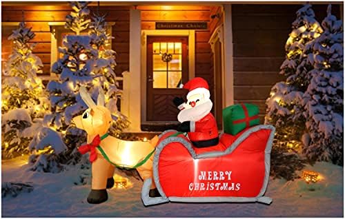 Symuitrc Sevimli Ren geyiği ile 6 FT Noel Şişme Açık Noel Baba, Tatil, Parti, Noel, Avlu, Bahçe, Çim, kare için dahili LED ışıkları