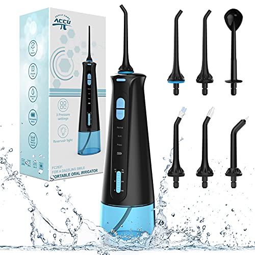Diş duşu, Akülü Profesyonel Diş Ağız Irrigator ile 3 Modları, 6 Jet İpuçları, şarj Edilebilir IPX7 Su Geçirmez - Taşınabilir