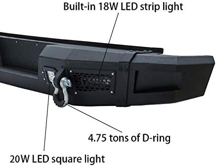 Tıoyar Arka Tampon Siyah Doku ile 4 LED ışıkları ve 2 D-Ring fit 2006-2008 Ford F150 (Raptor ve Ecoboost Hariç)