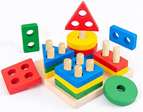 Montessori Oyuncaklar için 1 2 3 Yaşındaki Erkek Kız, Ahşap Sıralama ve İstifleme Oyuncaklar için Toddlers 1-3, Erken Öğrenme