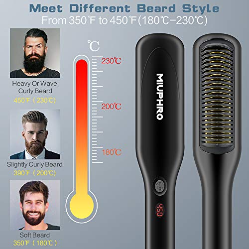Adam için sakal düzleştirici, Mıuphro PTC seramik ısıtma sakal düzleştirici fırça, çok fonksiyonlu sakal/saç düzleştirici fırça