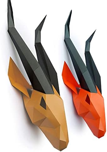WLL-DP Geometrik Antilop Kafa Kağıt Modeli Yaratıcı Kağıt El Sanatları DIY Duvar Dekorasyon 3D Origami Bulmaca El Yapımı Kağıt