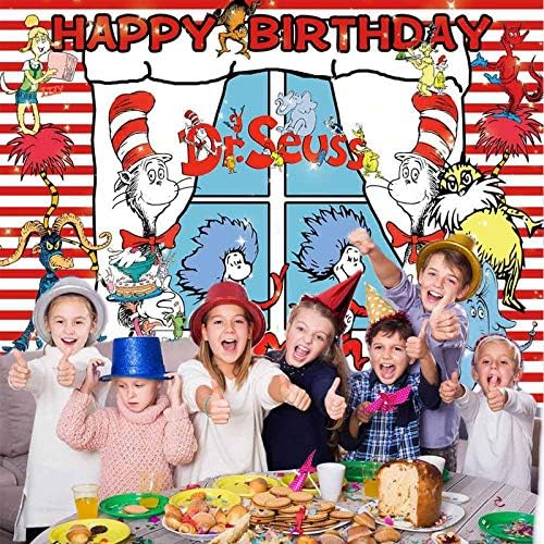 Dr. Seuss Kedi Şapka Zemin Fotoğraf Arka Plan Çocuk Erkek ya da Kız 1st Mutlu Doğum Günü Fotoğraf Tatlı Kek masa süsü Malzemeleri