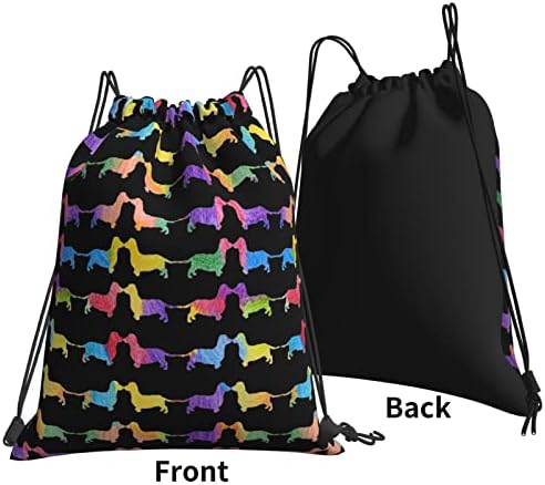 İpli sırt çantası suluboya Daschund köpek dize çanta Sackpack spor salonu alışveriş spor Yoga için