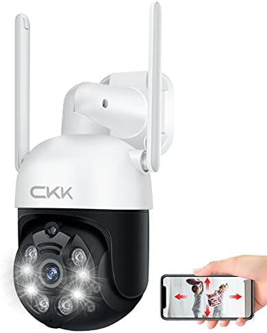 【Upgraded 3MP】 PTZ Kamera Açık, CKK 3MP Kablosuz Güvenlik Kamera, 3.0 MP WiFi IP Kamera, WiFi Pan Tilt Zoom (4 Xdigital) IP Kamera,