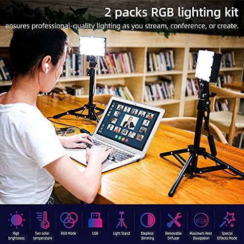 RGB Fotoğraf aydınlatma , USB Powered 2600 K-6000 K LED masa ışık Standı ile, Zoom Aramalar için Video konferans Kamerası Toplantı