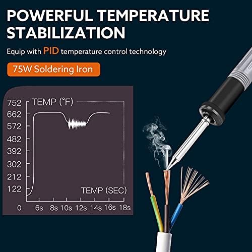 Dijital Lehimleme İstasyonu, 75 W Mini Elektrikli havya Kiti ile 392 ~ 896°F Sıcaklık, Taşınabilir Anti Statik T12 Lehim İstasyonları,